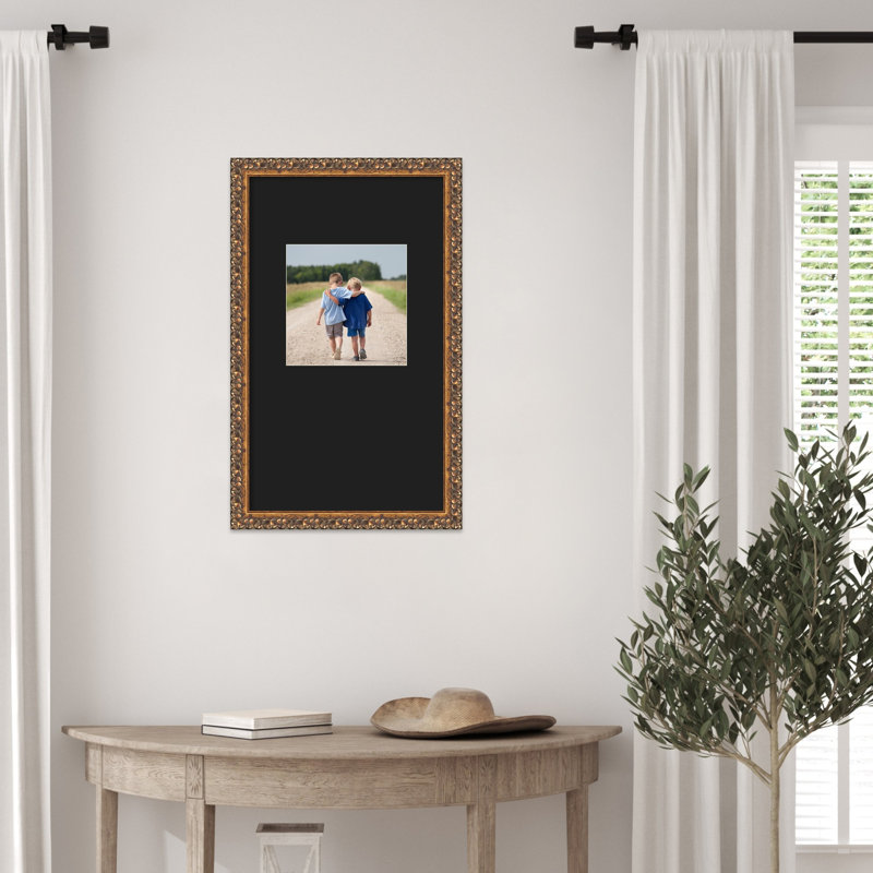 Cadre photo en bois antique bronze, 13 x 22 emmêlés à 8 x 8, Noir lisse