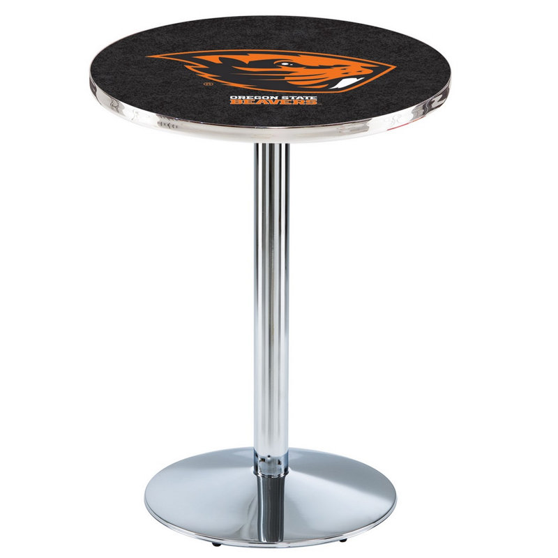 Round Metal Base Dining Table, Chrome, Oregon State University