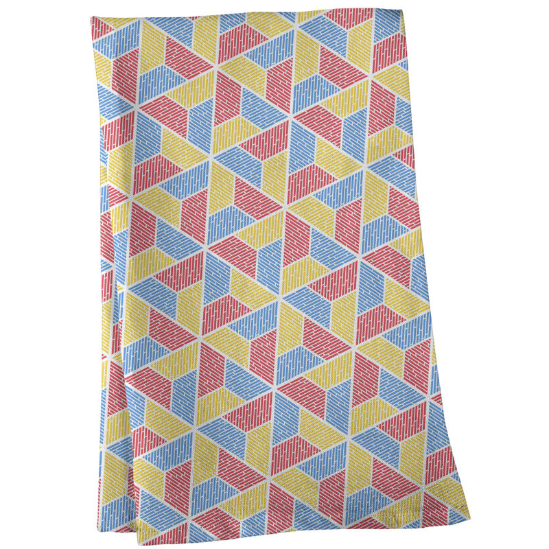 Serviette à thé trapézoïdals Mcguigan, Jaune / Rose, Polyester sergé