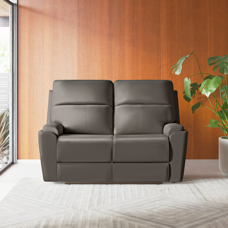 Causeuse inclinable à accoudoirs roulés 59,5 po Lavigne, Cuir fleur gris