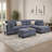 Ari 100 Inch Sectional Sofa Set W Storage Ottoman, Tufted Back, 2 Pillows, Gray-121897308