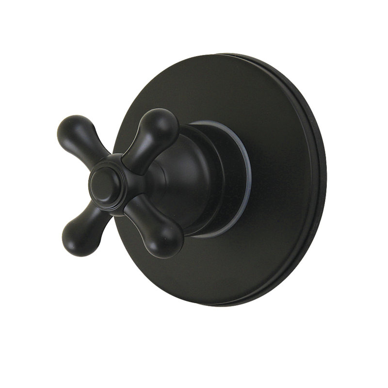 Kingston Brass Restoration Single-Handle Wall Mount Six-Way Diverter Valve with Trim Kit, Matte Black