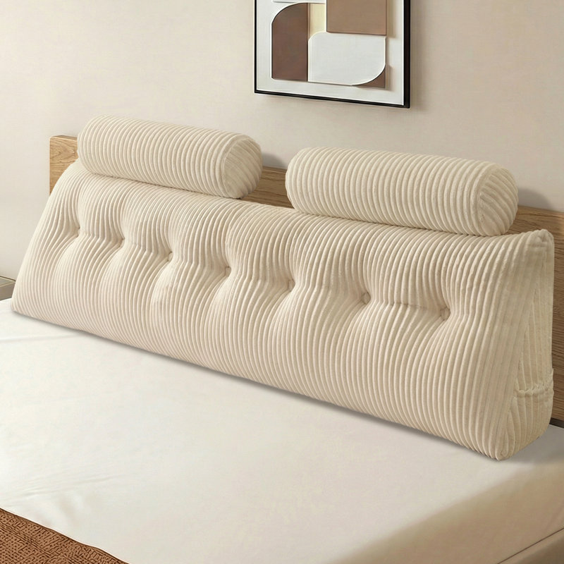 Comfort Wedge Pillow Headboard,  Soft King Triangular Pillow, Reading Pillow, Backrest Cushion Headboard Gap Pillow For Back, Cream