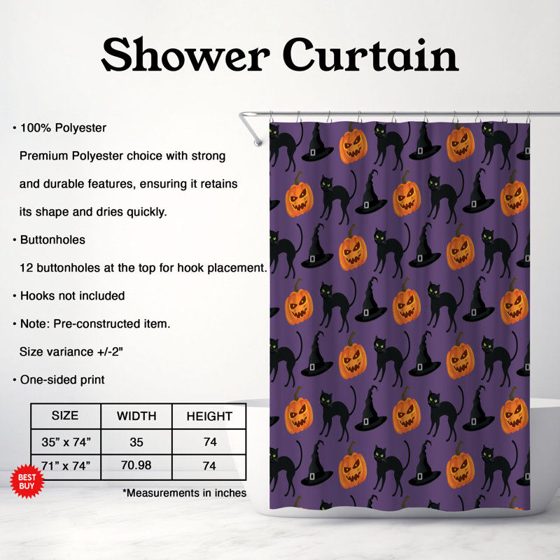 Rideau de douche standard 1 pièce Creepy Crush, H 74 po x l 71 po