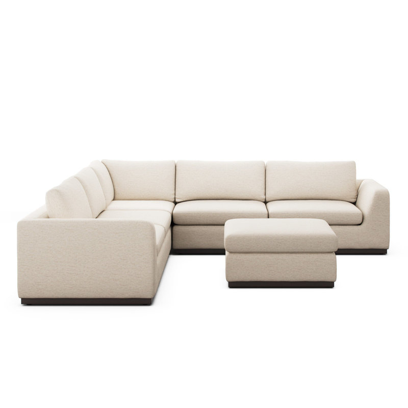 Colt Sectional with Ottoman, Crypton Nomad Snow Polyester Blend