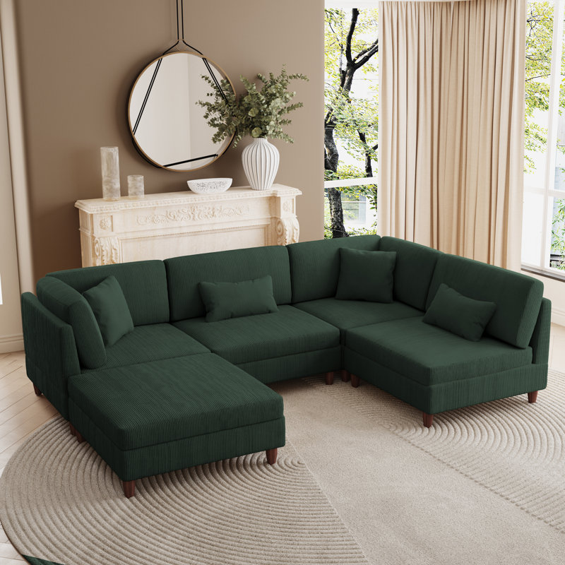 Seemab Modular Corner Sofa, Hunter Green