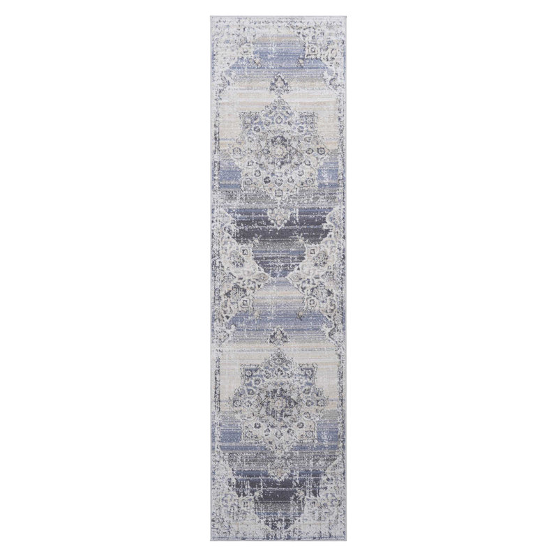 Cream/Blue /Medallion Non-Shedding Living Room Bedroom Dining Home Office Stylish And Stain Resistant Area Rug
