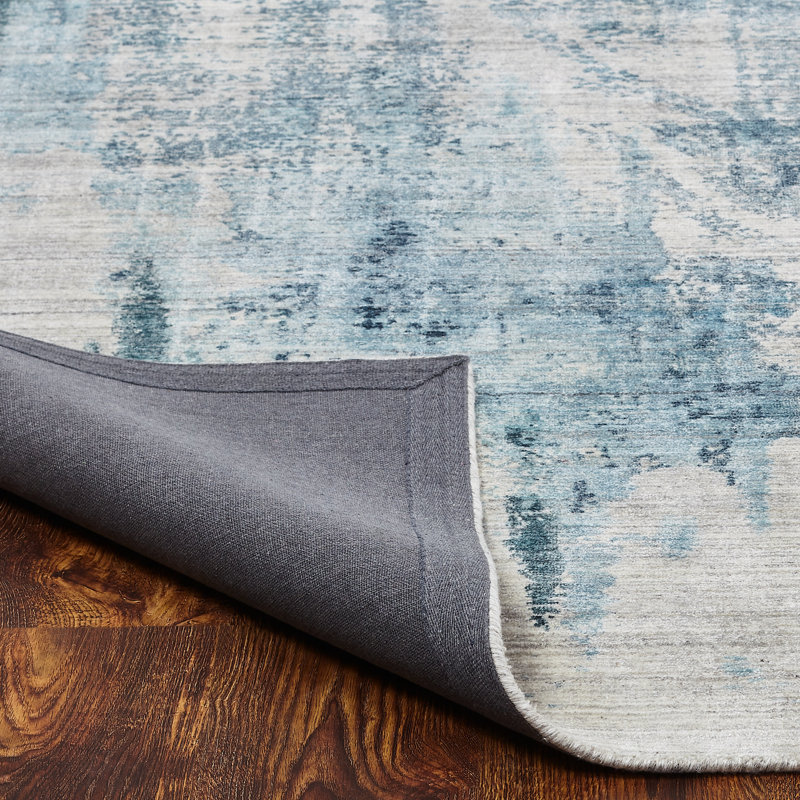 Abstract Area Rug in Blue, Rectangle  8'6" x 11'6"