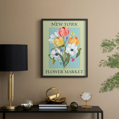 New York Flower Market Framed Print - Solid Wood
