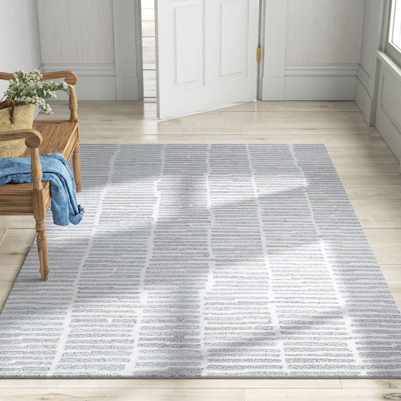 Finton Hand Tufted Striped Indoor Rug, Rectangle 7'9" x 9'9"