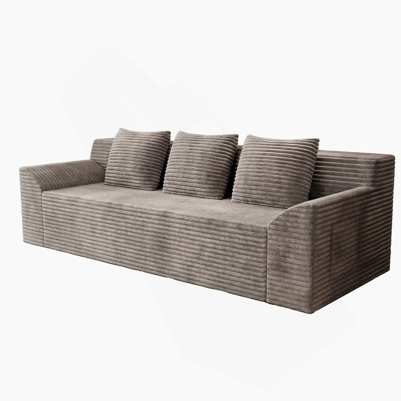 Canapé de 71 pouces en velours côtelé avec siège profond, coussins à double couche de type nuage, et aucun assemblage requis pour une utilisation multi-scène.