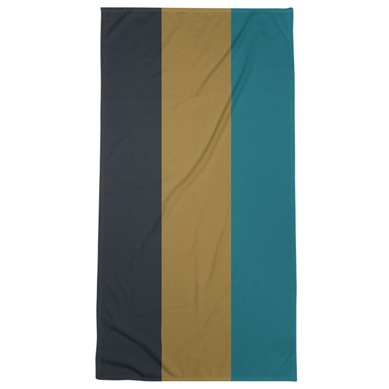 Cotton Blend Beach Towel, Black/Light Gold/Light Blue