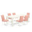 Cet ensemble de salle à manger 9 pièces comprend une table de salle à manger et 8 chaises de salle à manger rembourrées en tissu de polyester vert saule, blanc lin-205463648-205463653-241490688