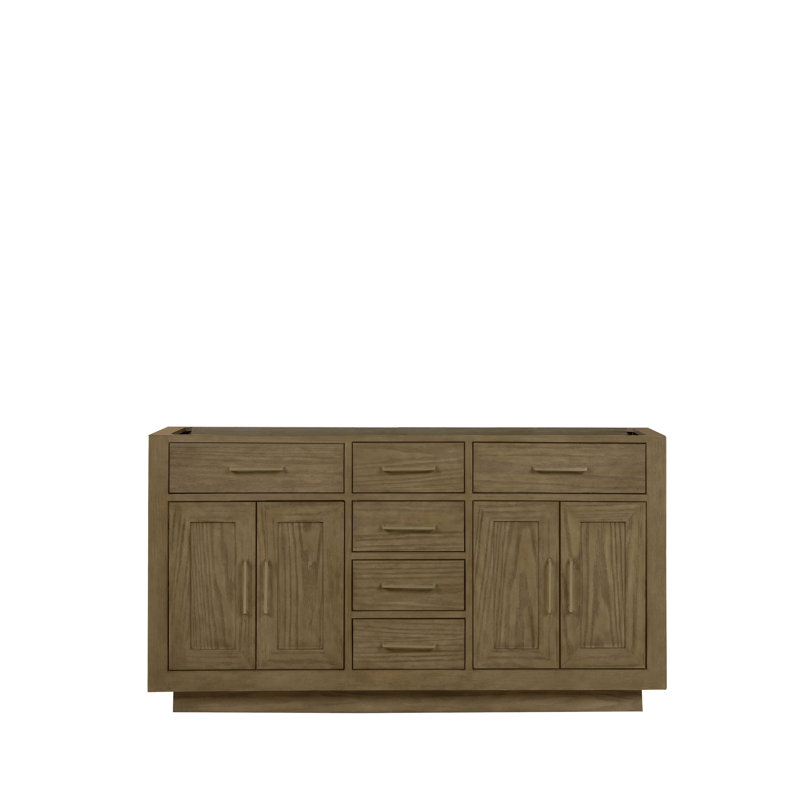 Meuble-lavabo double en chêne 60 po X P 22 po D, Gris, Nickel brossé