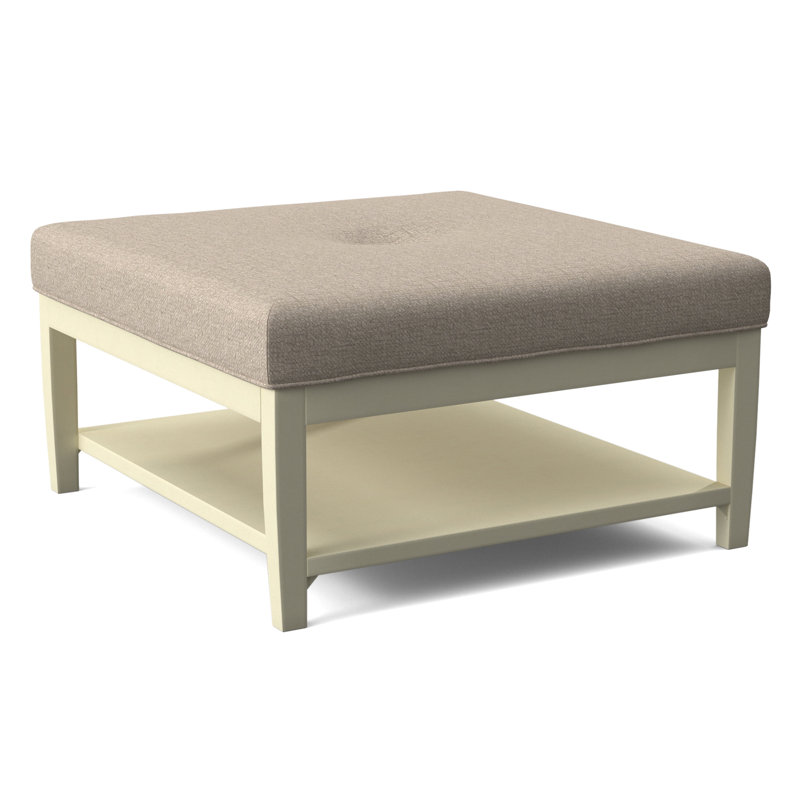 Hammond Square Ottoman, Antique Black Finish, Eggshell Crypton Performance; 0884-93