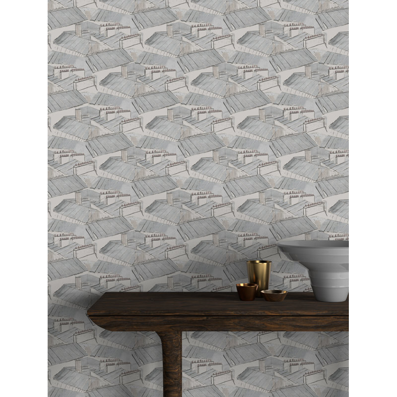 Paule Marrot Geometric Wallpaper Double Roll, Mist