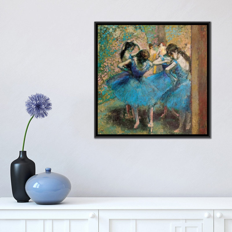 "danseurs en bleu, 1890" par edgar degas, impression sur toile, H 37 po x l 37 po x P 1,5 po, Toile avec cadre noir