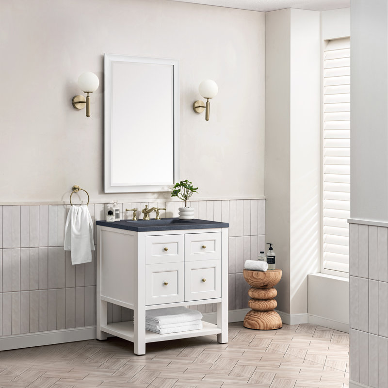 Breckenridge 30'' W Single Vanity, Charcoal Soapstone, Bright White, 8" Widespread