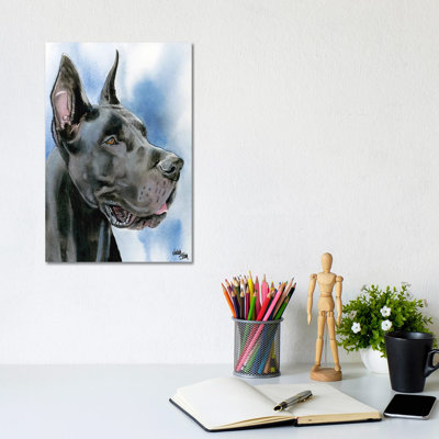 Big Danish - Black Great Dane by Judith Stein - Wrapped Canvas Painting