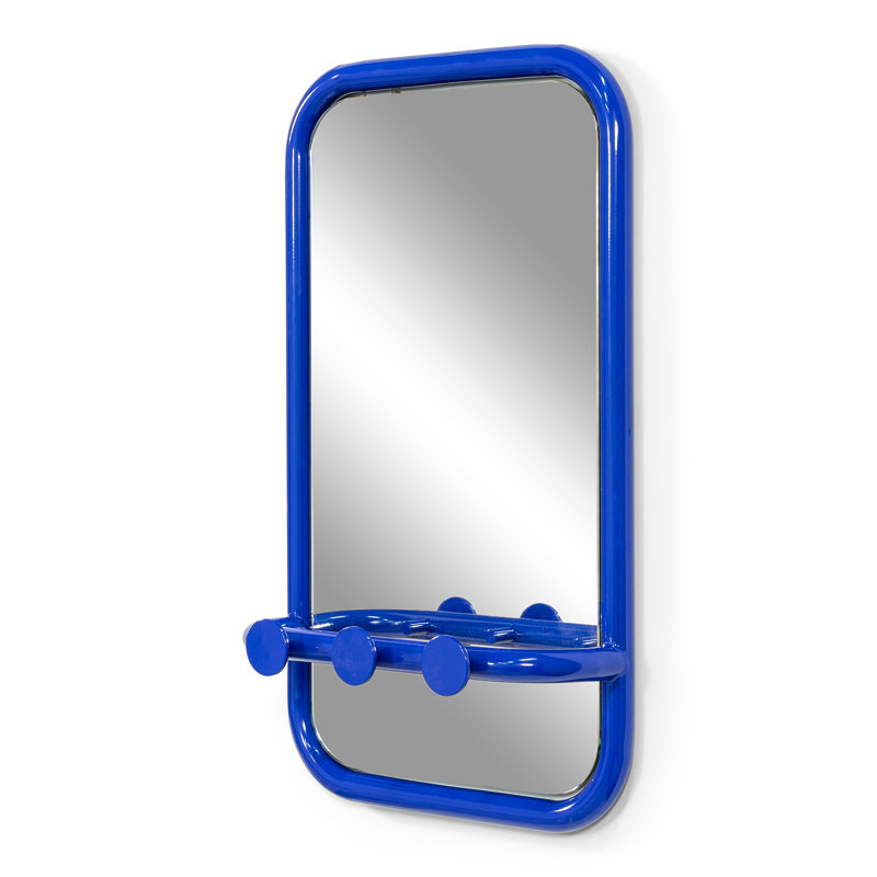 Retro Steel Rectangle Wall Mirror, Blue