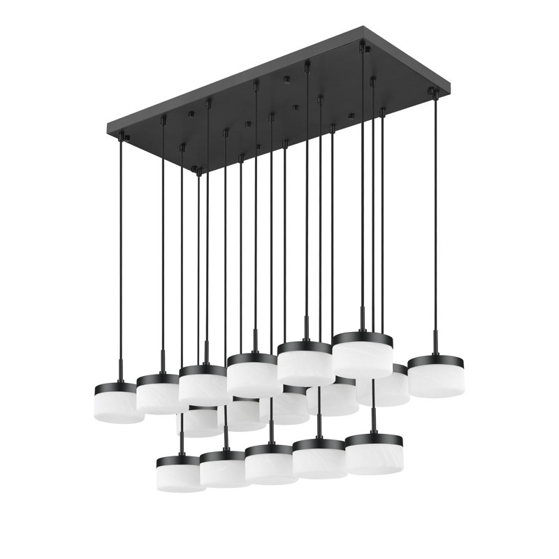 Lustre linéaire noir mat 17 lumières Haddon, Noir mat
