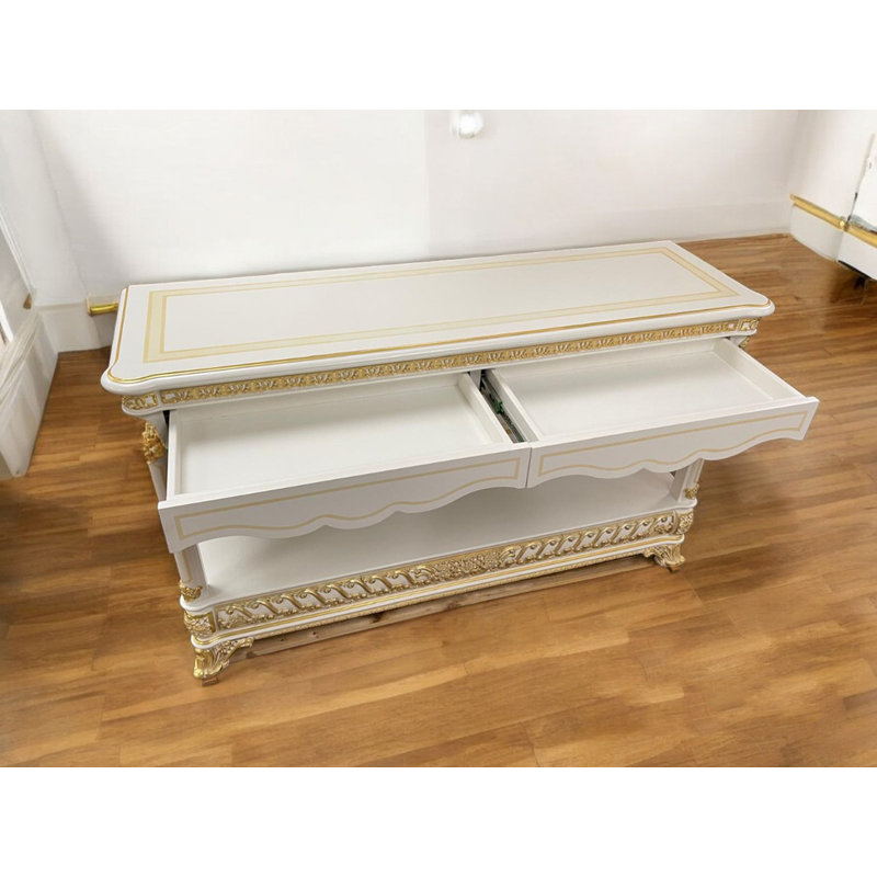 Narcissus 59.06'' W Solid Wood Console Table, White