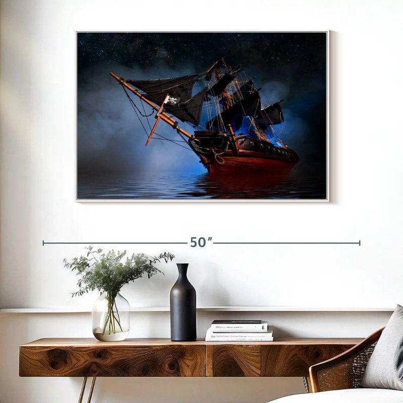 Bateau pirate, Cadre flottant blanc, 40 po x 27 po