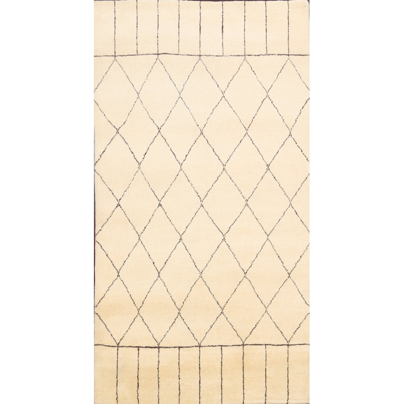 Tapis décoratif en laine noué à la main de conception unique 5 pi 2 po x 8 pi 2 po noué à la main New Age