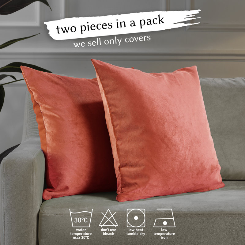 Matte Velvet Pillow Cover, 20" x 20", 55 Salmon