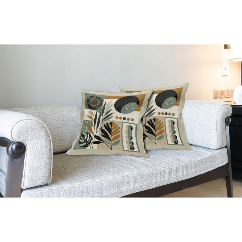 Ensemble de housses de coussin Ambesonne Monstera brun foncé sépia, H 20 po x l 20 po, Carré