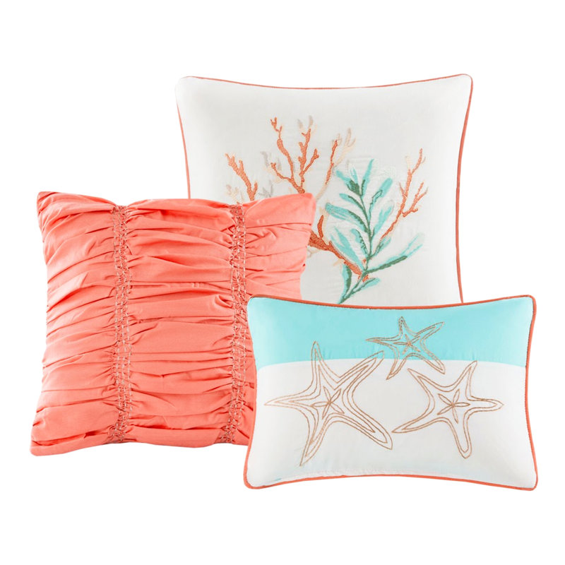 Édredon Pebble King - literie 7 pièces en coton et corail, Orange