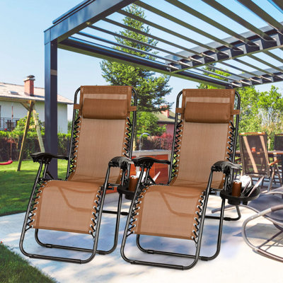 Seira 330 lbs Capacity Zero Gravity Chair Adjustable Reclining Lawn Chair with UV-Resistant Teslin Fabric by Arlmont & Co.