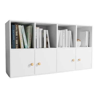 48" W X 25" H Cube Storage Bookcase With 4 Doors Stackable Cubby Storage Organizers