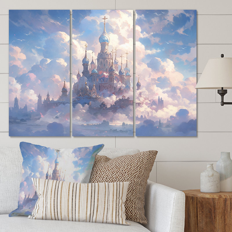 Château dans les nuages I, reproduction sur toile 3 pièces, H 28 po x l 36 po x P 1 po