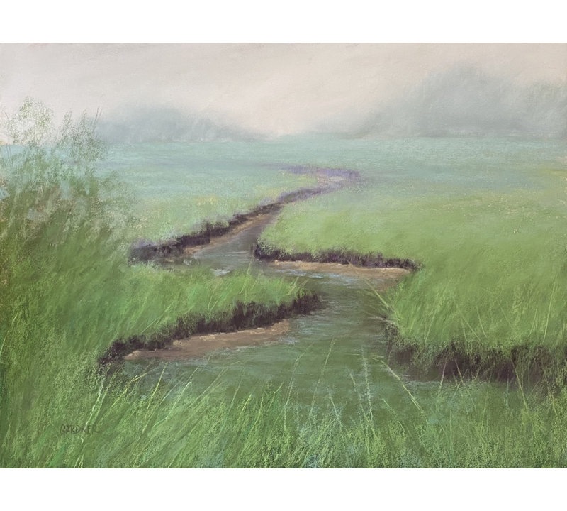 «Mist Over The Marsh» par Dina Gardner, Toile tendue, 18" H x 24" W