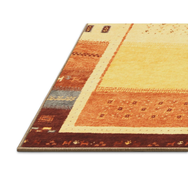 Tapis de zone orange/brun contemporain Packard, Rectangle 6 pi x 9 pi