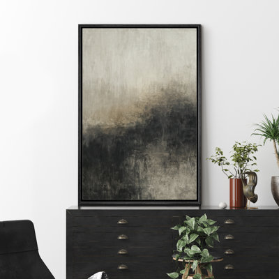Gray and Black Abstract Art – Pictures Framed Canvas Print Wall Art