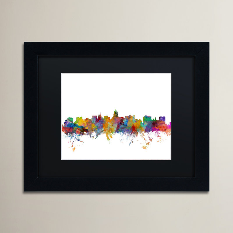 « madison wisconsin », impression encadrée, H 11 po x l 14 po x P 0,5 po, Noir