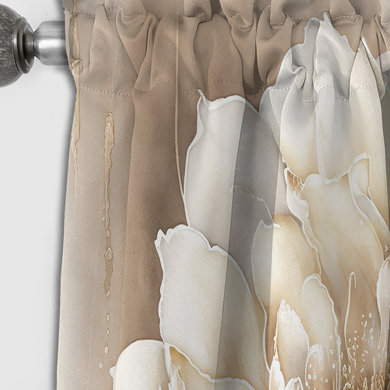 Rideau simple occultant à motif floral simple beige II, L 52 po x L 120 po
