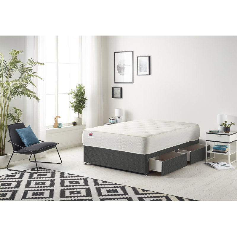 Copple Coilsprung Divan Bed Set, Super King (6'), 2 Drawers, Charcoal
