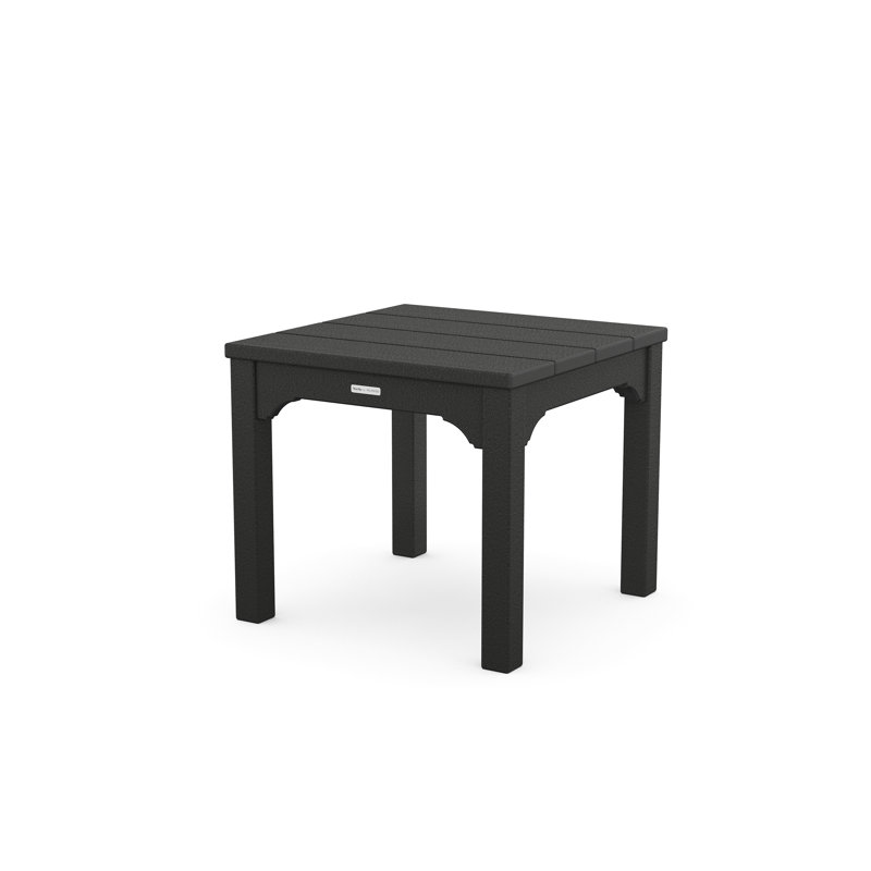 Chinoiserie Square Plastic Outdoor Side Table, Black