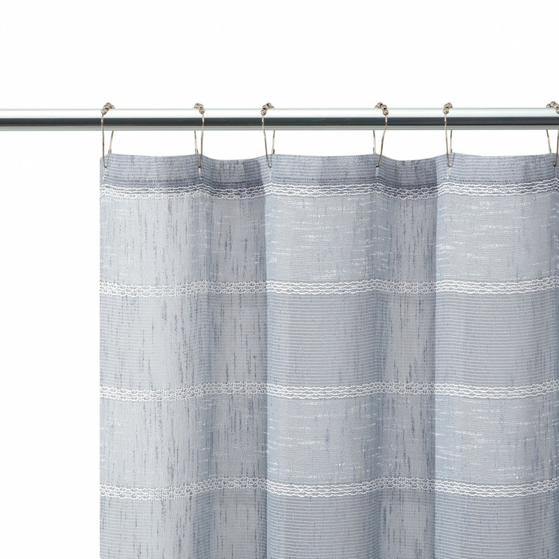 Rideau de douche rayé en polyester brodé, Argent