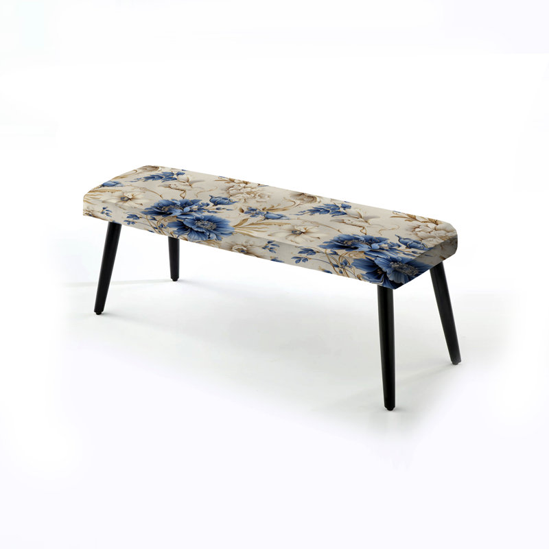 Cobalt Cameo Delight - motif victorien - banc rembourré floral noir