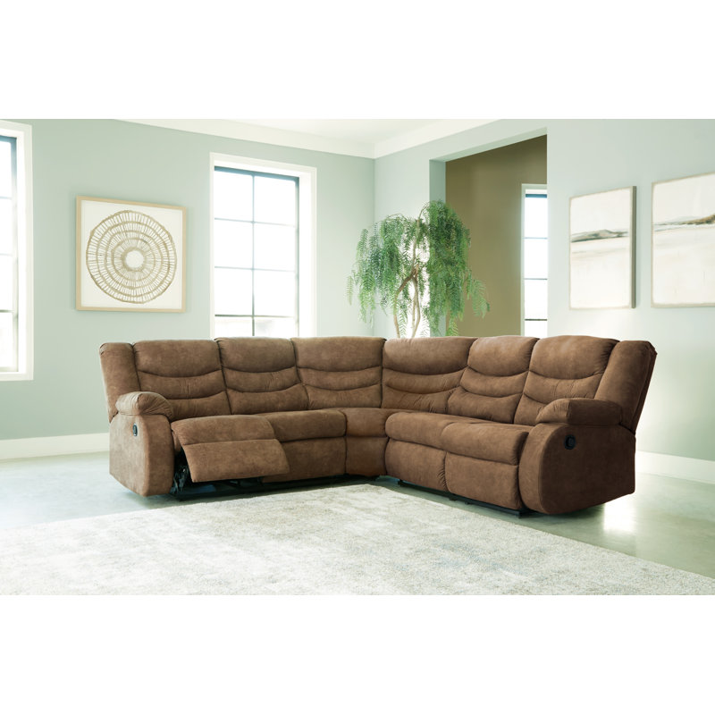 Pio 5 - Piece Vegan Leather Reclining Sectional, Brindle Faux Leather