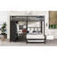 Lit superposé avec garde-robe intégré, lit superposé en métal avec lit gigogne, bureau pliable, échelles, conception à réduction de bruit, noir-767238827