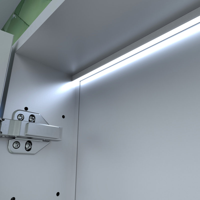 60 po L x P 30 po Armoire à pharmacie en aluminium argenté avec miroir, horloge, surface de finition brossée unique, brouillard à haute densité avec grand miroir rectangulaire en alliage d'aluminium