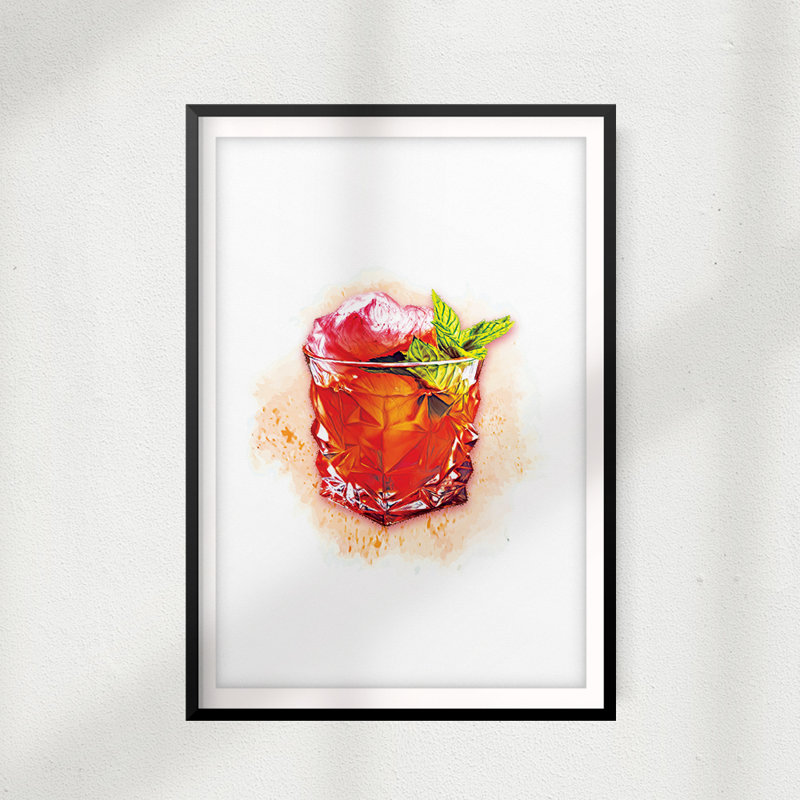 Negroni Watercolor - reproduction de cadre photo sur papier, H 10 pi x l 8 po x P 0,05 po