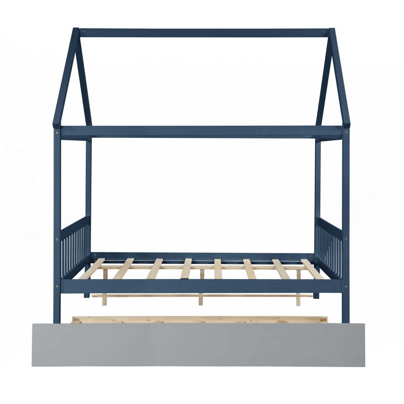 Structure de lit simple en bois massif avec lit gigogne simple