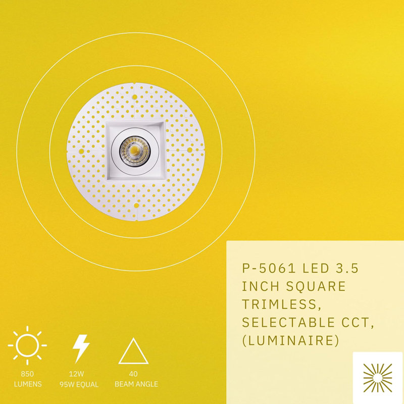3.5" Trimless Square White 12W ‎850 Lumens 5CCT Recessed Light