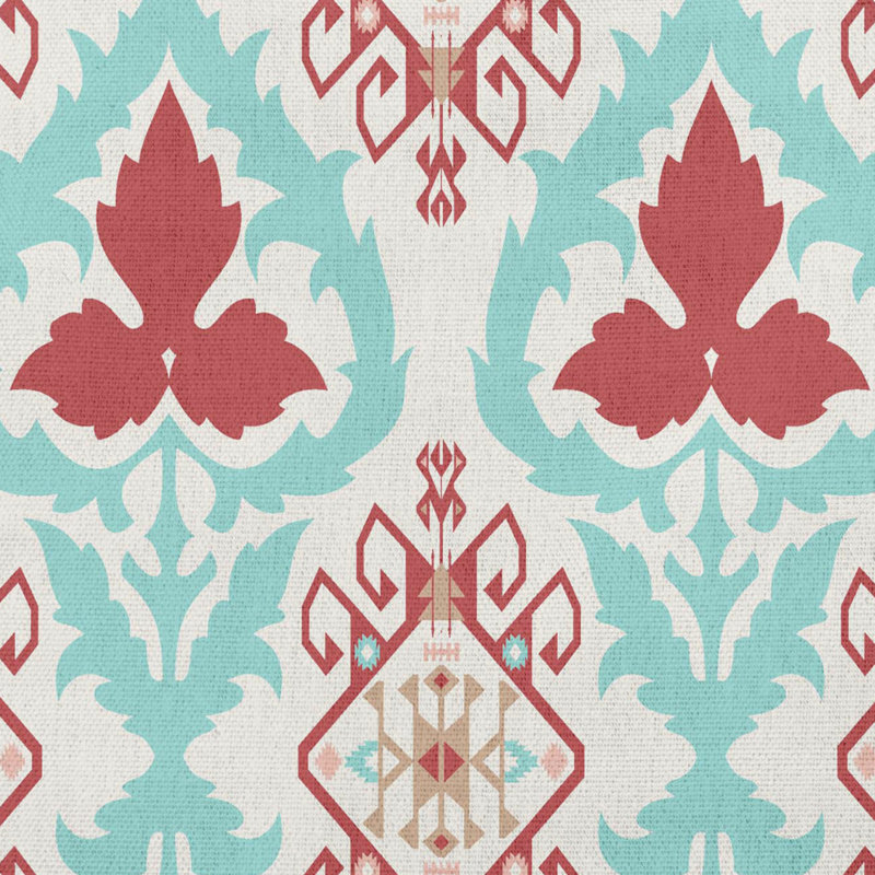 Coussin décoratif d'intérieur/d'extérieur, Rouge / bleu clair, 18 po x 18 po